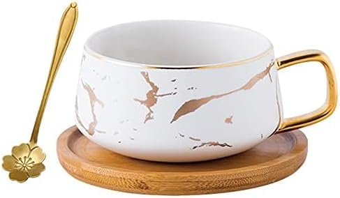 Jusalpha 10 oz Luxury Golden Hand Print Coffee Teacup Saucer Set, Fashion - Image 2