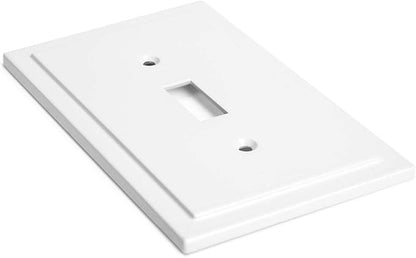 Henne Bery Modern Edge Decorative Wall Plate Switch Plate Outlet Cover, Durable Solid Zinc Alloy (Single Toggle 3PK, White)