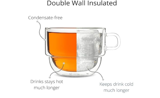 BTaT- Double Walled Stackable Glass Coffee Mugs, 16 oz, Glass Coffee Cups - Image 7