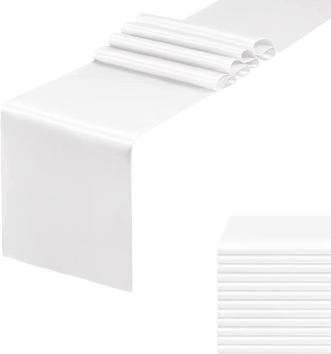 White Table Runners, 12x108 Inches, 12 Pack | Satin, Silk and Smooth Fabric by HMQIANG