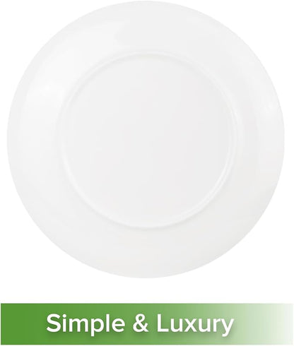 Fine Bone China Dinner Plates 6-Piece, Flate Plate, Pasta Plate 10.75 Inches, Fine Glaze With Pure White Color Sturdy and Durable, Thin Thickness and Light Weight, Microwave and Dishwasher Safe