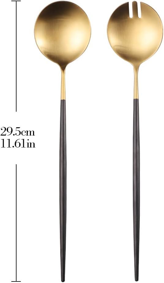 Salad Servers, Spoon and Fork Set 11.41 inch, 18/10 Stainless Steel Salad - Image 7