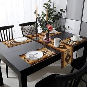 Table Runner and Placemats Set of 6, Boho Aztec | Western Tribal Ethnic Art - Image 8