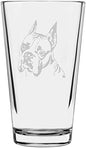 Boxer Customizable Dog Themed Etched All Purpose 16oz Pint Glass