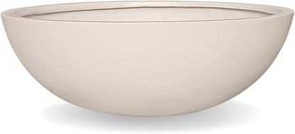 6.9" H x 19.7" D Round Bowl Fiberstone Planter for Succulent and Lotus with Drainage Hole, Smooth Finishes, Weather Resistant, Included 2 Extra Coco Mats (Kilim Beige, 17.9" Pot Opening)