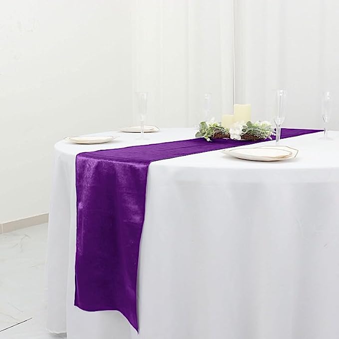Balsa Circle 10 pcs 12x108-Inch Purple Premium Velvet Table Runners Wedding - Image 2