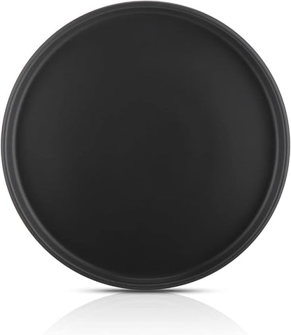 Stone Lain Stoneware Round Salad Plates Set, Black Matte, 1.05 pounds