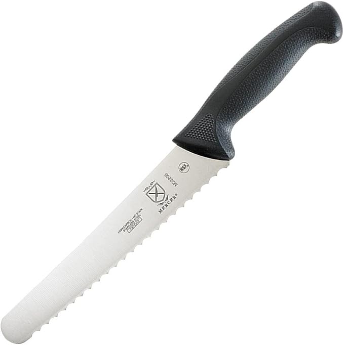 Mercer Culinary M23208 Millennia Black Handle, 8-Inch Wavy Edge Wide, Bread by MercerCulinary