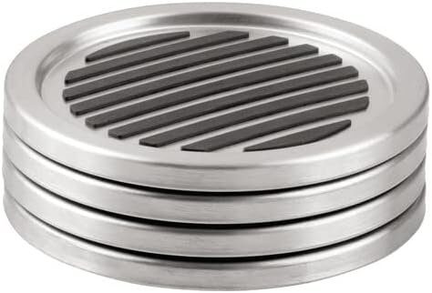 iDesign Forma Brushed Stainless Steel Drink Coasters - Image 3