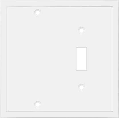Henne Bery Modern Edge Decorative Wall Plate Switch Plate Outlet Cover, Durable Solid Zinc Alloy (Blank/Toggle, White)