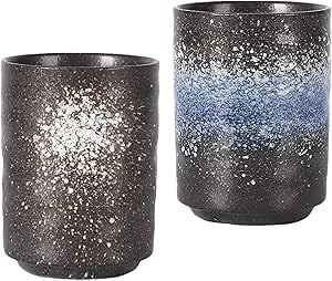 Japanese Tea Cups 9oz Ceramic Coffee Mug No Handle Set of 2 | Classic Oriental by WEOPYCJ