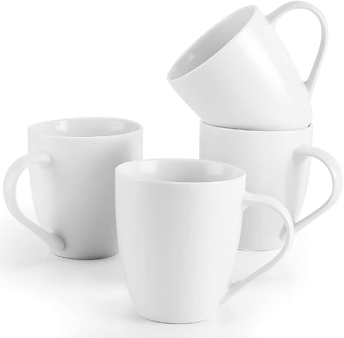Mfacoy White Coffee Mugs Set of 4, 16 Ounce Mug by Mfacoyisalifestylebrand