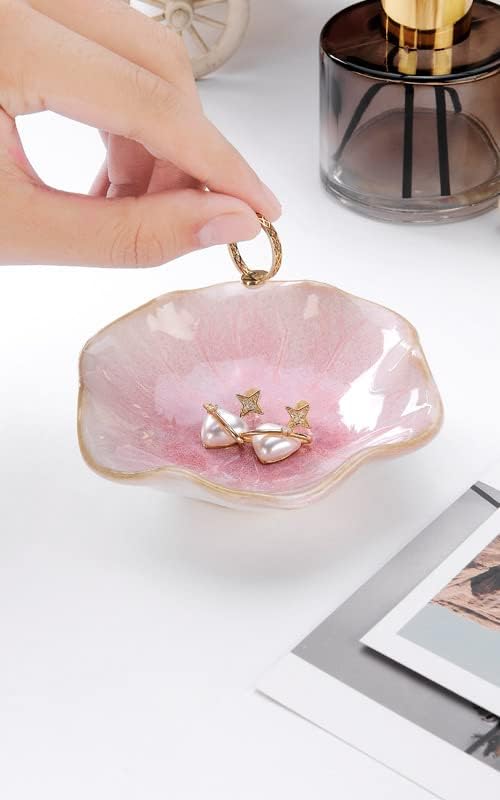 2PCS Lotus Leaf Shape Ring Holder Dish, Small Key Bowl, Ceramic Trinket Tray - Image 7