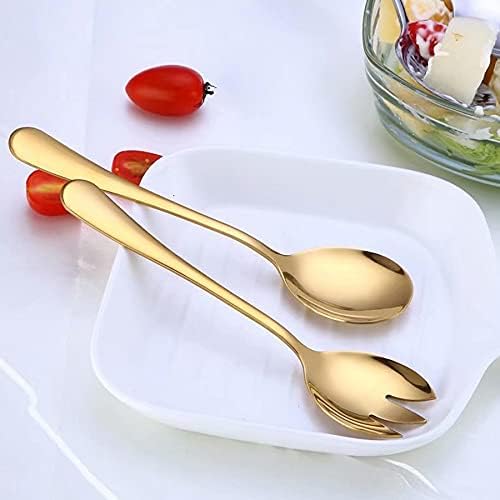 Salad Servers Salad Spoons and Fork Set Stainless Steel Serving Utensils - Image 2