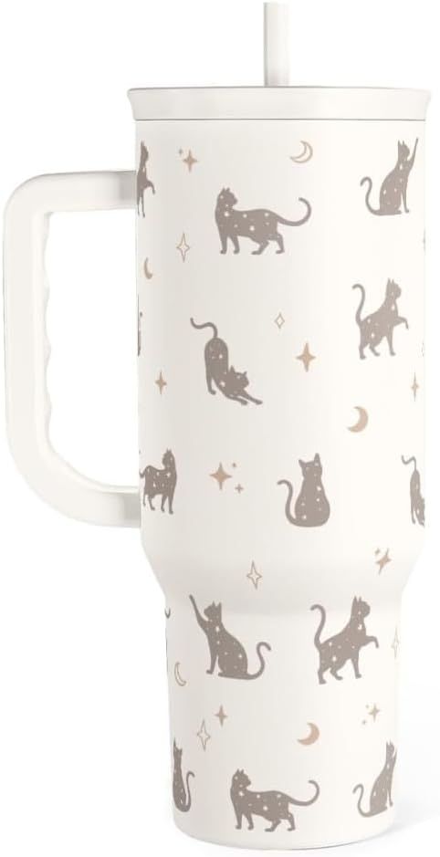Gift for Cat Lovers Cat Mom – 40oz Stainless Steel Tumbler by SANDJEST