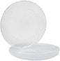 Vikko Salad Plate, Set of 4 Glass Plates, Dessert, Salad, Appetizer Plate, Elegant Textured Glass Design, Stackable 8.5 Inch Plates, Dishwasher Safe