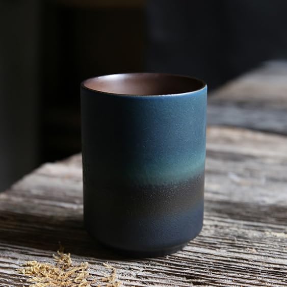 Japanese Ceramic Tea cups black and green style, handleless ceramic mug - Image 2
