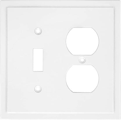 Henne Bery Modern Edge Decorative Wall Plate Switch Plate Outlet Cover, Durable Solid Zinc Alloy (Toggle/Duplex, White)
