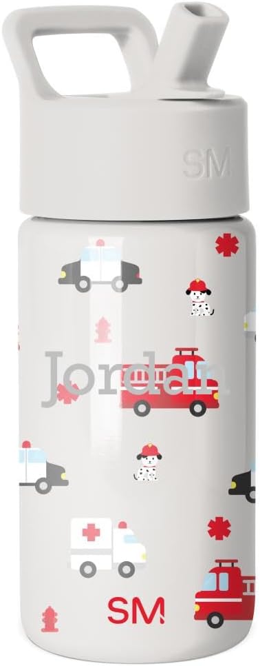 Simple Modern Personalized Kids Water Bottle | 14oz | Fire Truck | Insulated by Unknown