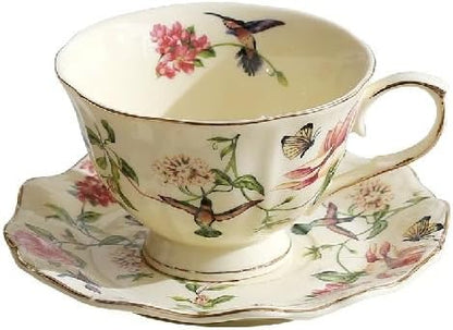 8 oz Vintage flower Ceramic cup and 6" saucer set by homemugandgift