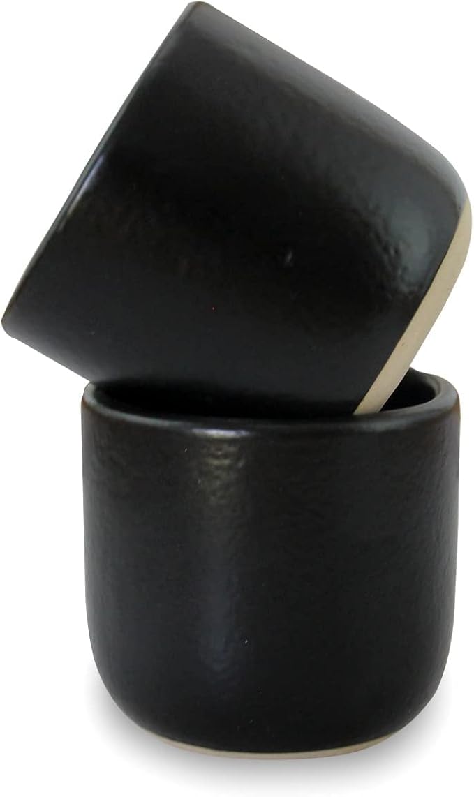 roro Handcrafted Matte Black Ceramic Tea & Coffee Sipper Cups, 8 oz by Roro