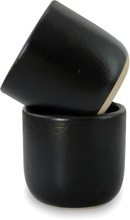 roro Handcrafted Matte Black Ceramic Tea & Coffee Sipper Cups, 8 oz by Roro