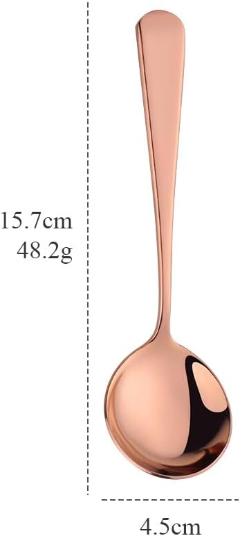 Broth Round Spoon Set, 12-Piece Reusable Stainless Steel Dinner Table Cereal - Image 2
