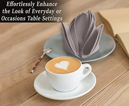 Ruvanti Cloth Napkins Set of 6, 18x18 Inches Napkins Cloth Washable, Soft, Durable, Absorbent, Cotton Blend. Table Dinner Napkins Cloth for Hotel, Lunch, Restaurant, Wedding Parties - Coffee Grey