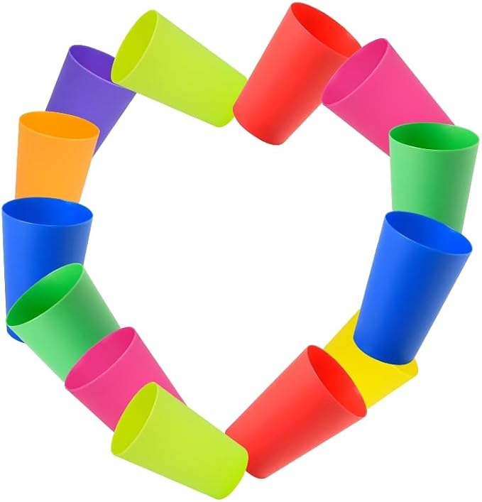 Set of 8, Mini Plastic Cups, Reusable Open Cups in 8 Colors, Stackable Water - Image 4