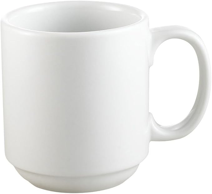 CAC China CupsMugs PRM-12-P 12 oz Porcelain Round Stacking Mug Super White by CACChina