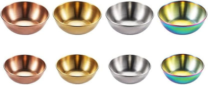 12 Pack Stainless Steel Sauce Dishes, Gold Mini Saucers Bowl Round Seasoning Dishes Sushi Dipping Bowl Appetizer Plates, 3.15inch