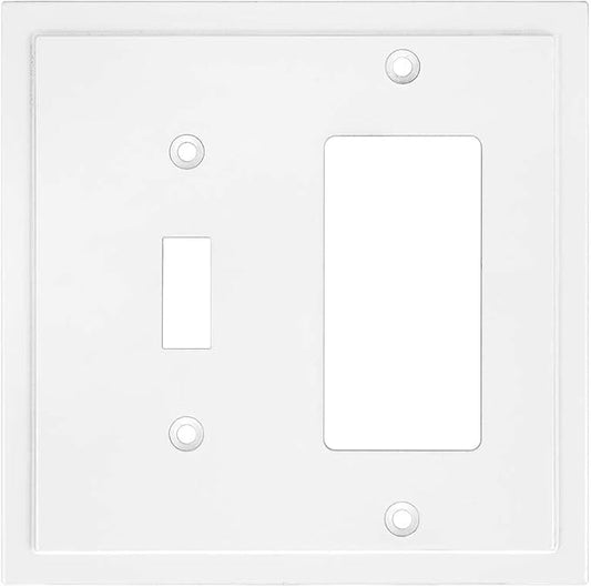 Henne Bery Modern Edge Decorative Wall Plate Switch Plate Outlet Cover, Durable Solid Zinc Alloy (Toggle/Decorator, White)