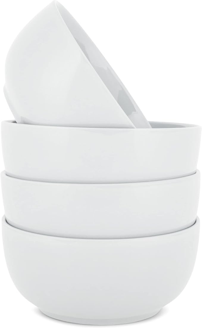 Elanze Designs Bistro Glossy Ceramic 6.5 inch Dinnerware Bowls Set of 4 by ElanzeDesigns