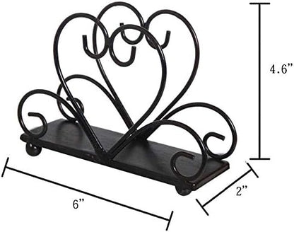 Metal Table Napkin Holder Freestanding Tissue Dispenser (Black)