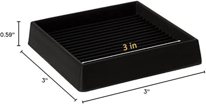 3X3 Rubber Caster Cups, Non Slip Furniture Pads, Anti-Slip Furniture Gripper, Anti Skid Furnitures Feet, Anti Slide Floor Protector for Bed Couch Stoppers (4 Pack, Black)