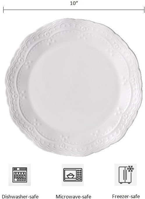 10 Inch Porcelain Dinner Plates Set of 6, Dishwasher safe, Microwave safe - Image 6