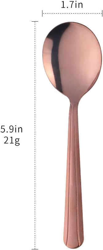 Bouillon Spoons Set of 12, 5.9 Inch Stainless Steel Soup Spoon, Metal Round - Image 7