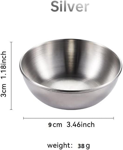 Sauce Dishes 12PCS 3.46inch Stainless Steel Sauce Bowl Mini Individual Round Seasoning Dishes Sushi Dipping Bowl Appetizer Plates (Silver)