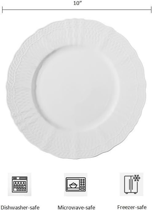 10 Inch Porcelain Dinner Plates Set of 4, Dishwasher safe, Microwave safe - Image 5