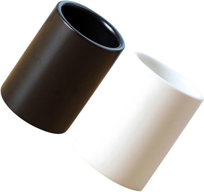 2 Pcs Minimalist Japanese Black and White Ceramic Teacups Lightweight Mouthwash by BUGUUYO