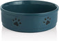 Sweejar Ceramic Dog Bowls with Paw Pattern, Dog Food Dish for Large Dogs, Porcelain Pet Bowl for Water 70 Fl Oz (Fog Blue)