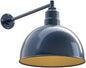 Steel Lighting Co. Hollywood Bowl Light | Outdoor Wall Mounted | 15 inch Bowl Dome | 20" Straight Arm | Barn Light Made in America | Gray Blue Exterior/Brass Interior