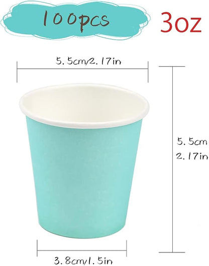 Wuadua 100 Pack 3 oz Blue Espresso Paper Cups - Sturdy and Leak-Proof for Parties, Events, Office, Home Use Disposable Mouthwash Cups - Ideal for Hot/Cold Drinks, Smooth Rim Design, Eco-Friendly