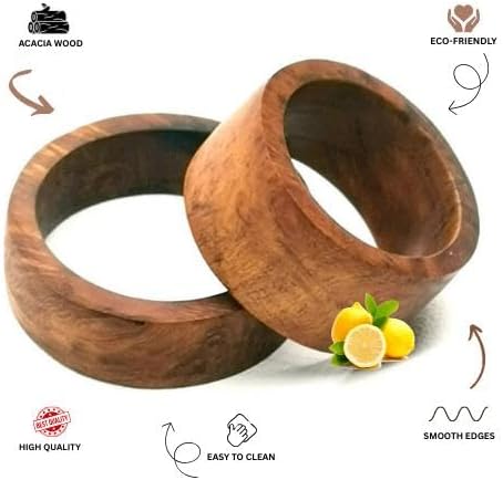 Classic Handmade Napkin Rings Set, Dining Table Holders - Image 3