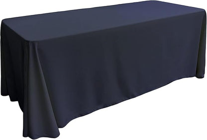 LA Linen Polyester Poplin Washable Rectangular Tablecloth, Stain and Wrinkle Resistant Table Cover 90x156, Fabric Table Cloth for Dinning, Kitchen, Party Navy Blue 90 in x 156 in