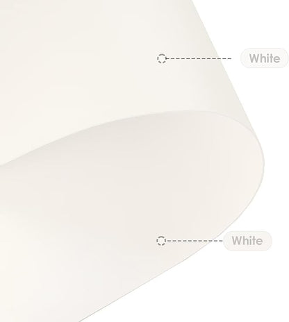 Round Table Pad, 1.8mm Thick, Dia.24 Inch, Leather Table Cover, Dining Table Protector, Table Top Protector (White+White)