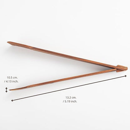 Super Slim Spring Salad Tongs: Teak Wood Salad Hand Server 0.1" x 0.1" x 12" - Image 3