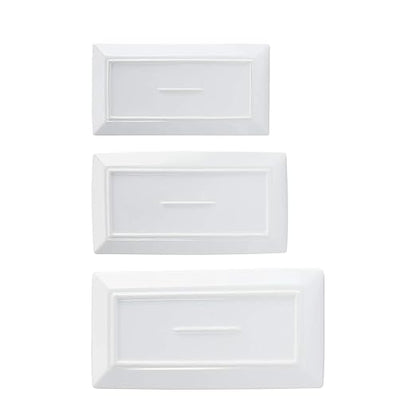 Amazon Basics 3-Piece Porcelain, Party Platter Appetizer, Dinner, Dessert Set, 12.75 inch, 11 inch, 10 inch, White
