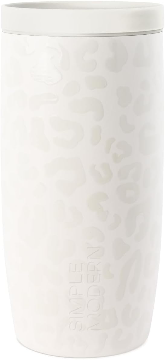 Simple Modern Insulated Travel Coffee Mug 360° Lid | 16oz | Leopard | Voyager by Unknown