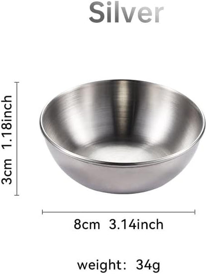 12 Pack Stainless Steel Sauce Dishes, Silver Mini Saucers Bowl Round Seasoning Dishes Sushi Dipping Bowl Appetizer Plates, 3.15inch